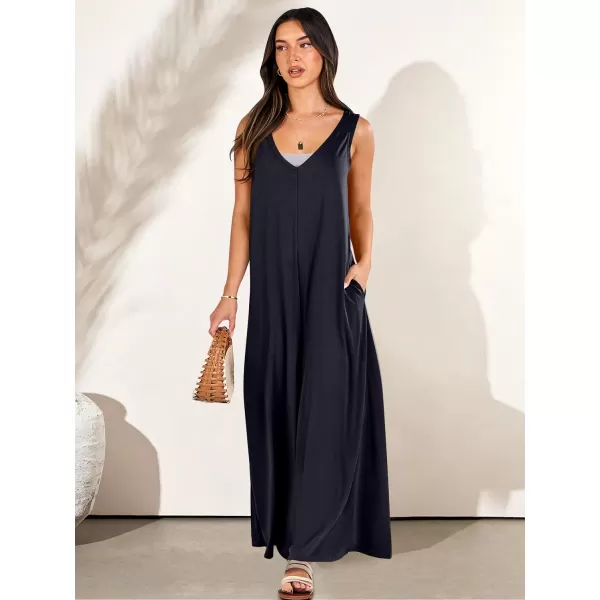 imageANRABESS Womens Casual Summer Loose Jumpsuits Sleeveless Tank V Neck Wide Leg Long Pant Rompers Baggy Jumper with PocketsNavy Blue