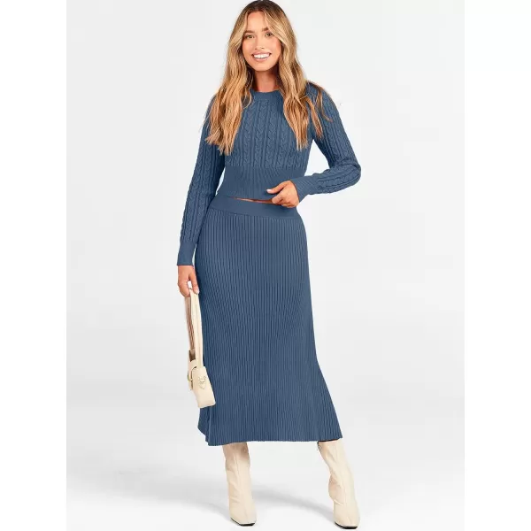 imageANRABESS Womens Casual Two Piece Outfits Dress Long Sleeve Cable Sweater Top and Ribbed ALine Maxi Skirt SetsANRABESS Womens Casual Two Piece Outfits Dress Long Sleeve Cable Sweater Top and Ribbed ALine Maxi Skirt Sets