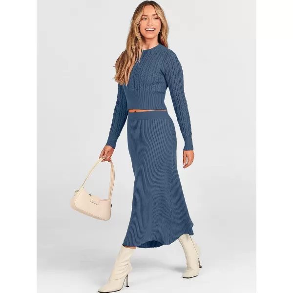 imageANRABESS Womens Casual Two Piece Outfits Dress Long Sleeve Cable Sweater Top and Ribbed ALine Maxi Skirt SetsANRABESS Womens Casual Two Piece Outfits Dress Long Sleeve Cable Sweater Top and Ribbed ALine Maxi Skirt Sets