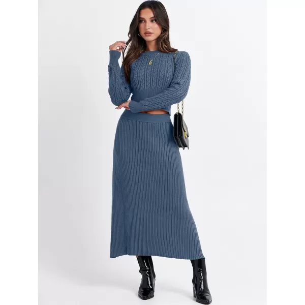 imageANRABESS Womens Casual Two Piece Outfits Dress Long Sleeve Cable Sweater Top and Ribbed ALine Maxi Skirt SetsANRABESS Womens Casual Two Piece Outfits Dress Long Sleeve Cable Sweater Top and Ribbed ALine Maxi Skirt Sets