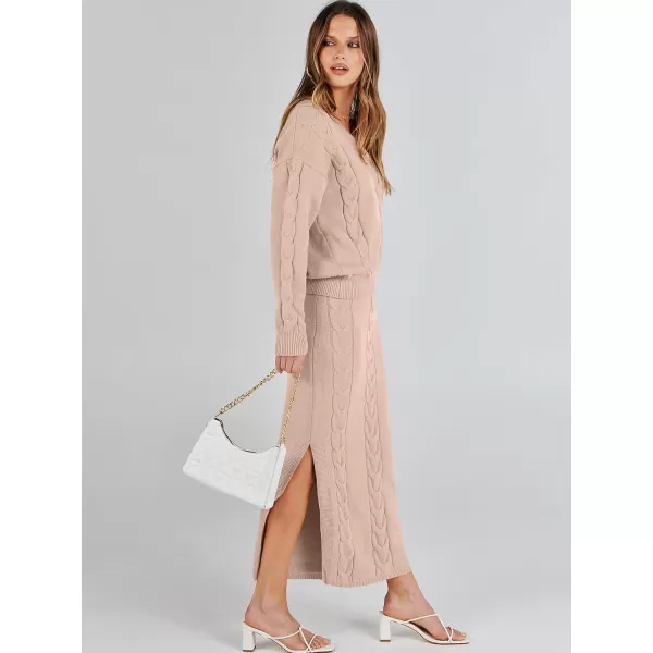 imageANRABESS Womens Casual Two Piece Outfits Long Sleeve Cable Knit Top and Bodycon Maxi Skirt Pullover Sweater SetsANRABESS Womens Casual Two Piece Outfits Long Sleeve Cable Knit Top and Bodycon Maxi Skirt Pullover Sweater Sets