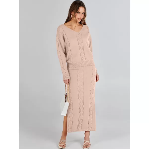 imageANRABESS Womens Casual Two Piece Outfits Long Sleeve Cable Knit Top and Bodycon Maxi Skirt Pullover Sweater SetsANRABESS Womens Casual Two Piece Outfits Long Sleeve Cable Knit Top and Bodycon Maxi Skirt Pullover Sweater Sets