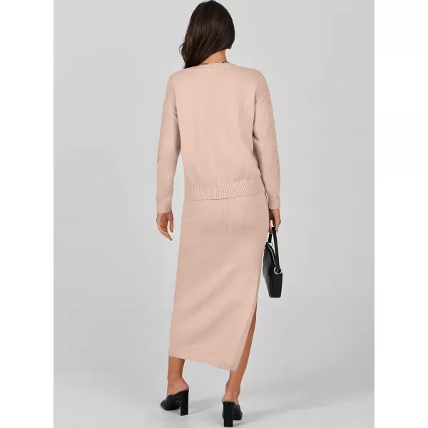 imageANRABESS Womens Casual Two Piece Outfits Long Sleeve Cable Knit Top and Bodycon Maxi Skirt Pullover Sweater SetsANRABESS Womens Casual Two Piece Outfits Long Sleeve Cable Knit Top and Bodycon Maxi Skirt Pullover Sweater Sets