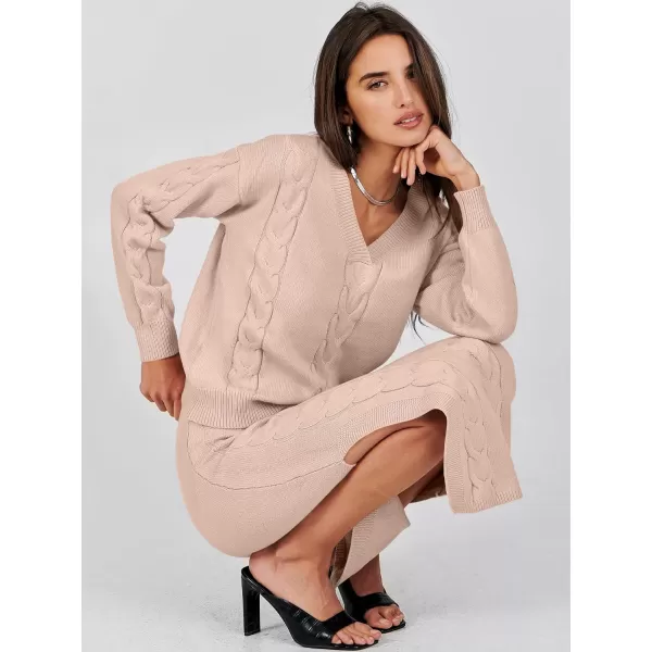 imageANRABESS Womens Casual Two Piece Outfits Long Sleeve Cable Knit Top and Bodycon Maxi Skirt Pullover Sweater SetsANRABESS Womens Casual Two Piece Outfits Long Sleeve Cable Knit Top and Bodycon Maxi Skirt Pullover Sweater Sets