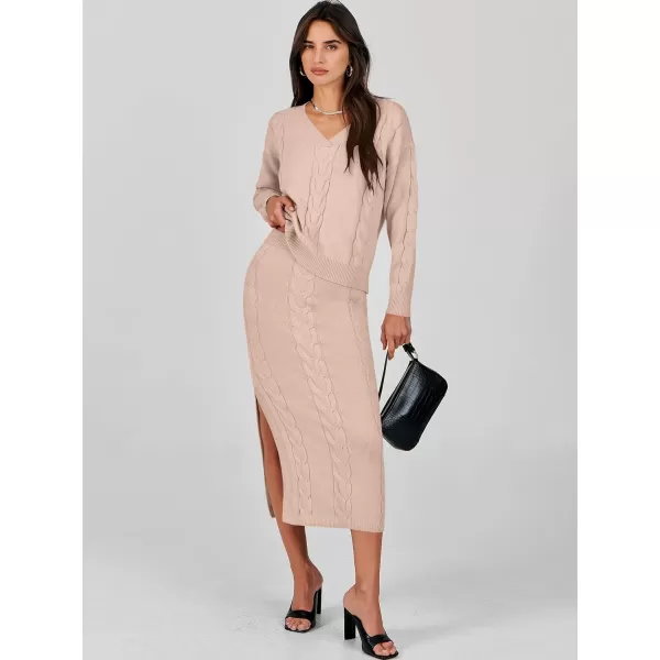 imageANRABESS Womens Casual Two Piece Outfits Long Sleeve Cable Knit Top and Bodycon Maxi Skirt Pullover Sweater SetsANRABESS Womens Casual Two Piece Outfits Long Sleeve Cable Knit Top and Bodycon Maxi Skirt Pullover Sweater Sets