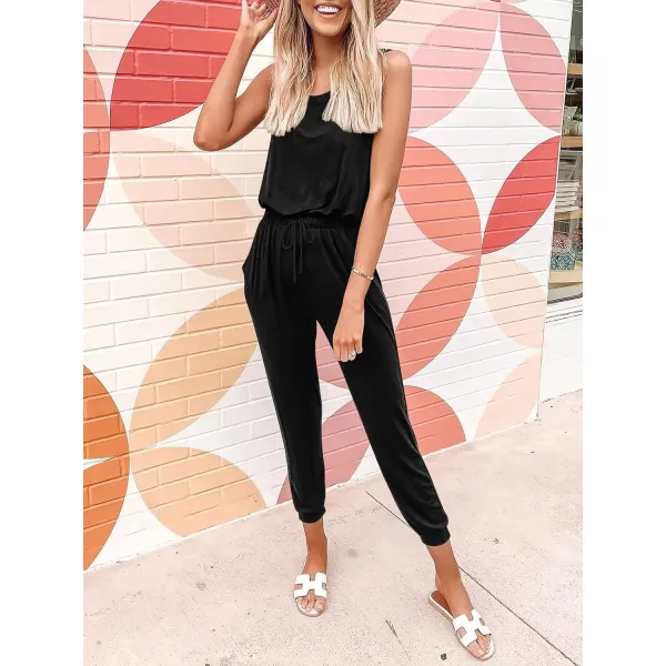 imageANRABESS Womens Causal Tank Jumpsuits Sleeveless Drawstring Elastic Waist Loose Summer Romper Outfits with Pockets00black