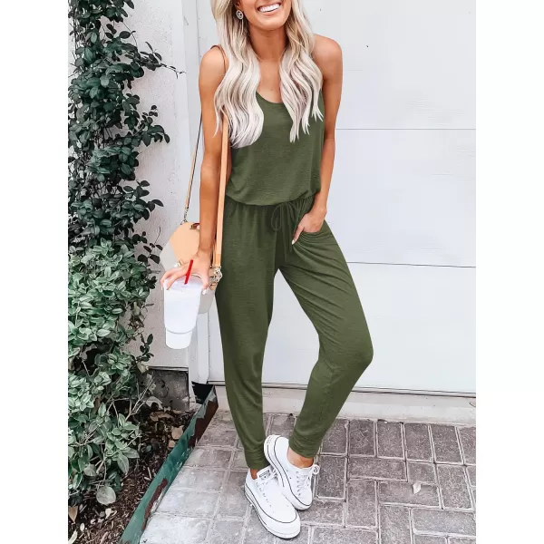 imageANRABESS Womens Causal Tank Jumpsuits Sleeveless Drawstring Elastic Waist Loose Summer Romper Outfits with Pockets01armygreen