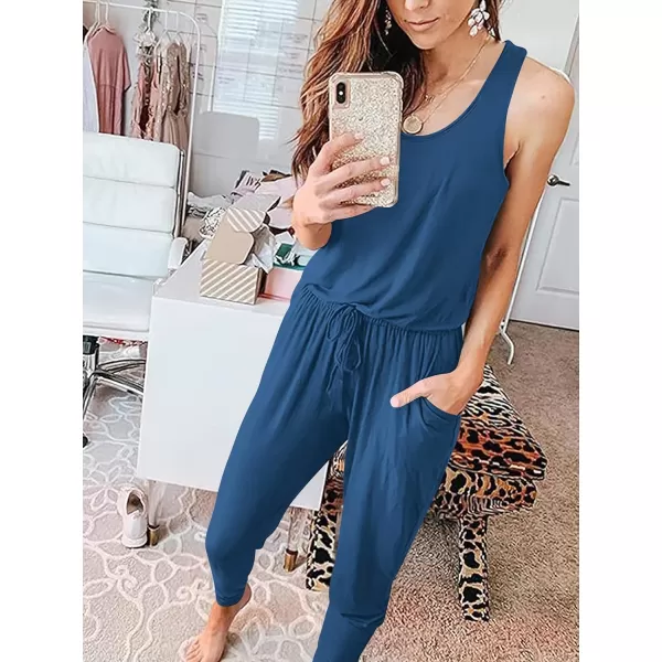 imageANRABESS Womens Causal Tank Jumpsuits Sleeveless Drawstring Elastic Waist Loose Summer Romper Outfits with Pockets01blue
