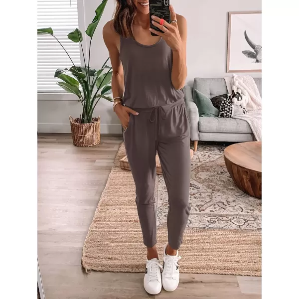 imageANRABESS Womens Causal Tank Jumpsuits Sleeveless Drawstring Elastic Waist Loose Summer Romper Outfits with Pockets01coffee