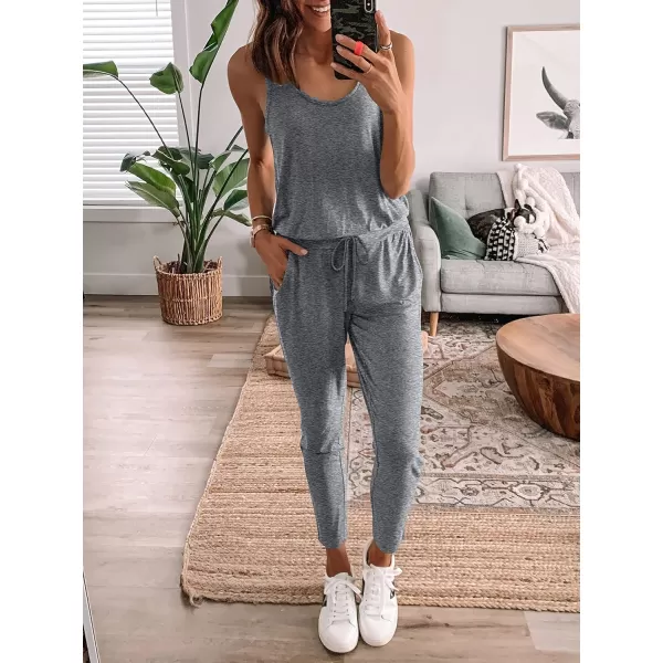 imageANRABESS Womens Causal Tank Jumpsuits Sleeveless Drawstring Elastic Waist Loose Summer Romper Outfits with Pockets01dark Gray