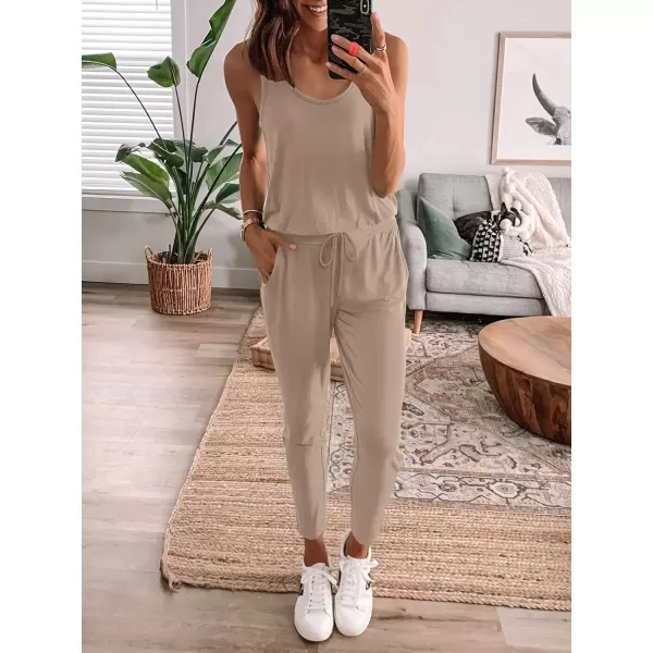 imageANRABESS Womens Causal Tank Jumpsuits Sleeveless Drawstring Elastic Waist Loose Summer Romper Outfits with Pockets01khaki
