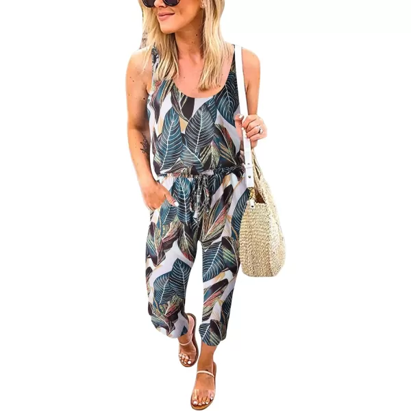 imageANRABESS Womens Causal Tank Jumpsuits Sleeveless Drawstring Elastic Waist Loose Summer Romper Outfits with Pockets01leaf Print