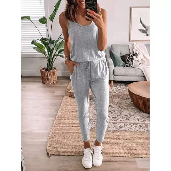 imageANRABESS Womens Causal Tank Jumpsuits Sleeveless Drawstring Elastic Waist Loose Summer Romper Outfits with Pockets01light Gray