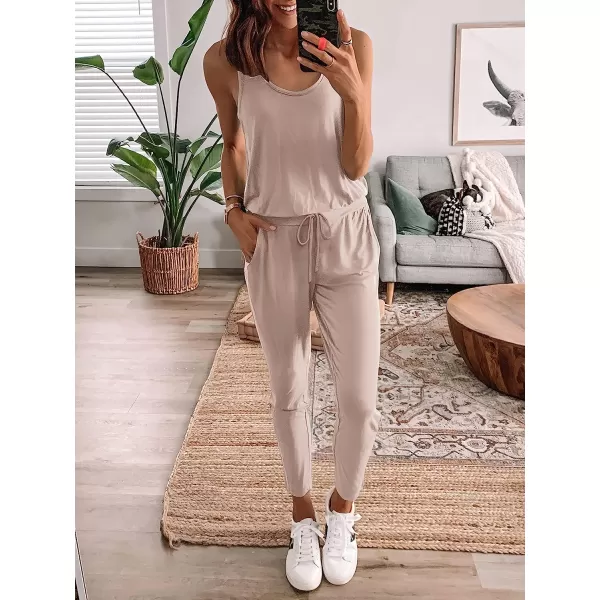 imageANRABESS Womens Causal Tank Jumpsuits Sleeveless Drawstring Elastic Waist Loose Summer Romper Outfits with Pockets01mocha Pink