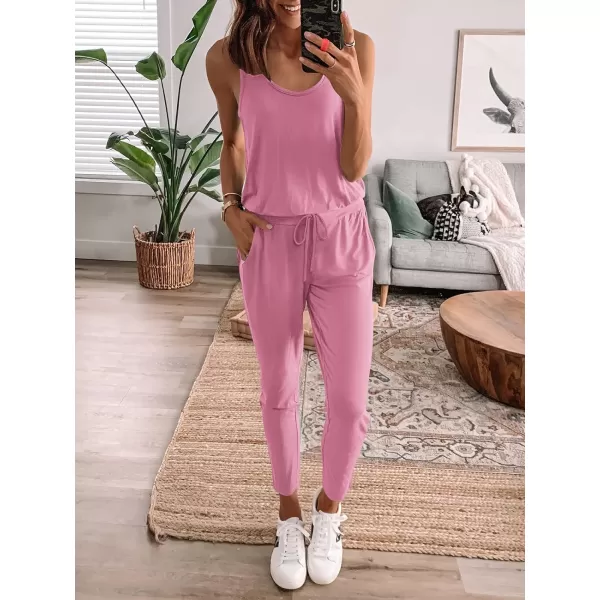 imageANRABESS Womens Causal Tank Jumpsuits Sleeveless Drawstring Elastic Waist Loose Summer Romper Outfits with Pockets01pink