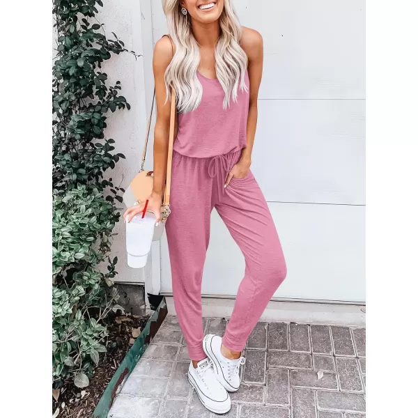 imageANRABESS Womens Causal Tank Jumpsuits Sleeveless Drawstring Elastic Waist Loose Summer Romper Outfits with Pockets01pink