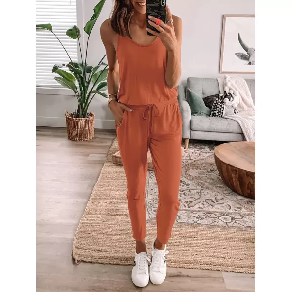 imageANRABESS Womens Causal Tank Jumpsuits Sleeveless Drawstring Elastic Waist Loose Summer Romper Outfits with Pockets01rust