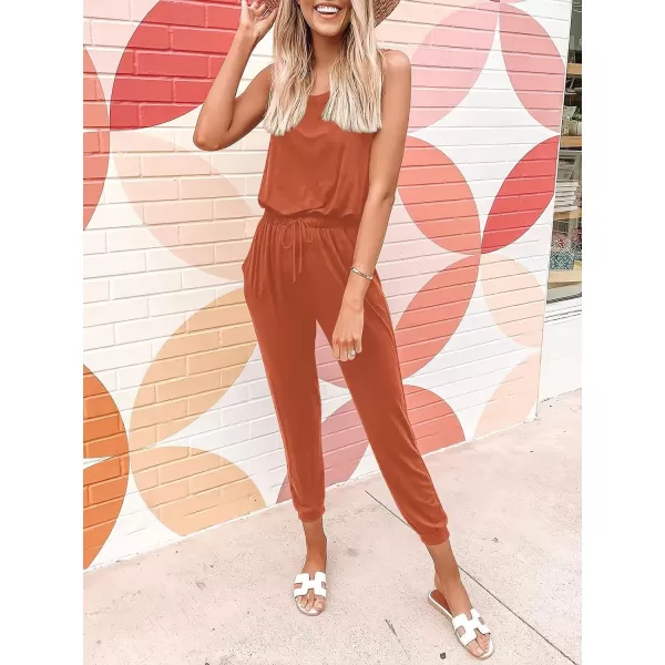 imageANRABESS Womens Causal Tank Jumpsuits Sleeveless Drawstring Elastic Waist Loose Summer Romper Outfits with Pockets01rust