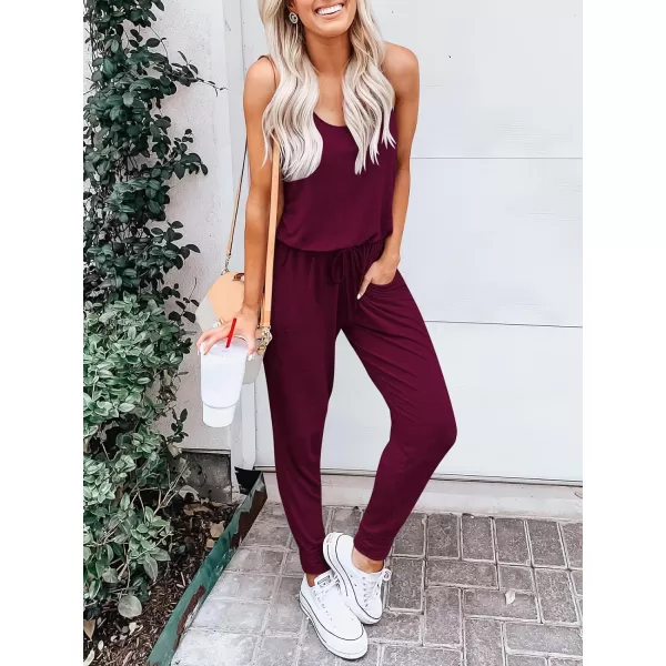 imageANRABESS Womens Causal Tank Jumpsuits Sleeveless Drawstring Elastic Waist Loose Summer Romper Outfits with Pockets01winered