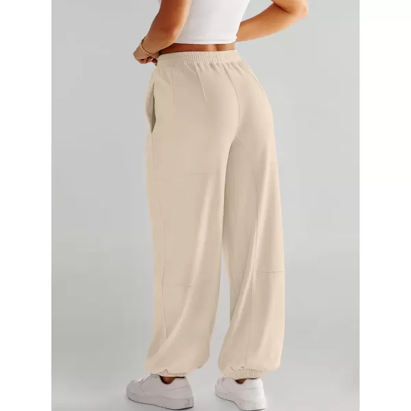imageANRABESS Womens Cinch Bottom Sweatpants High Waisted Athletic Joggers Sweat PantsApricot