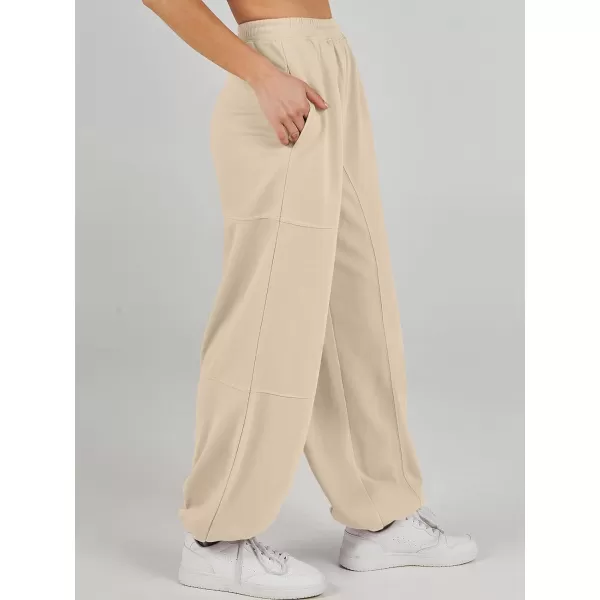 imageANRABESS Womens Cinch Bottom Sweatpants High Waisted Athletic Joggers Sweat PantsApricot