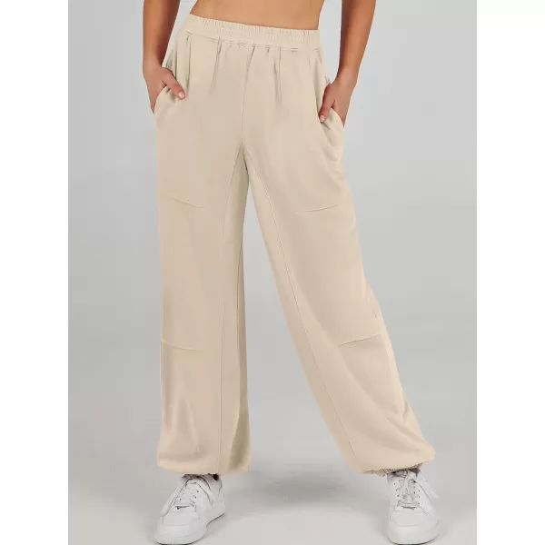 imageANRABESS Womens Cinch Bottom Sweatpants High Waisted Athletic Joggers Sweat PantsApricot