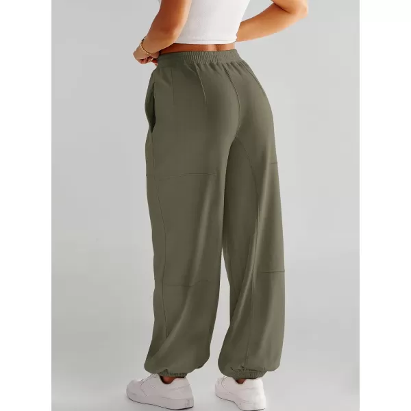 imageANRABESS Womens Cinch Bottom Sweatpants High Waisted Athletic Joggers Sweat PantsArmy Green