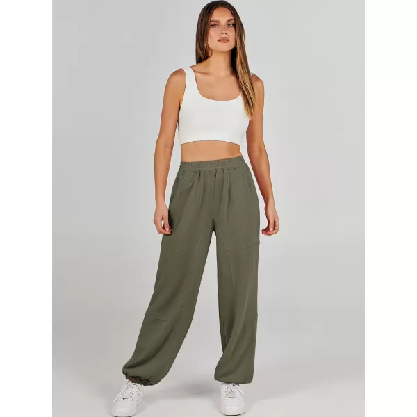 imageANRABESS Womens Cinch Bottom Sweatpants High Waisted Athletic Joggers Sweat PantsArmy Green