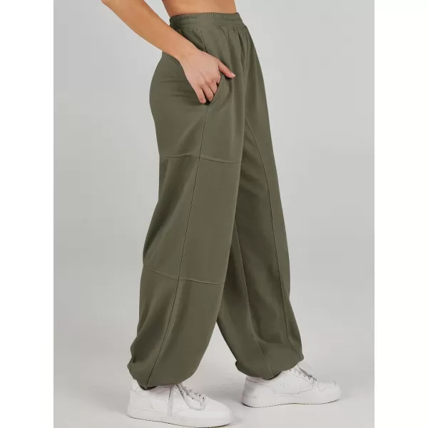 imageANRABESS Womens Cinch Bottom Sweatpants High Waisted Athletic Joggers Sweat PantsArmy Green