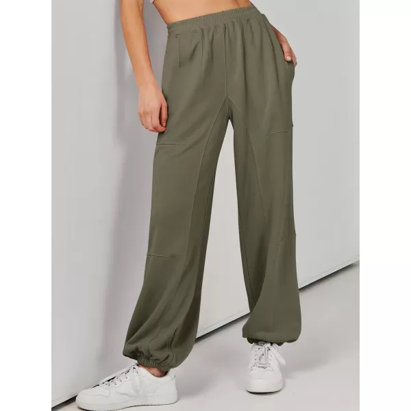 imageANRABESS Womens Cinch Bottom Sweatpants High Waisted Athletic Joggers Sweat PantsArmy Green