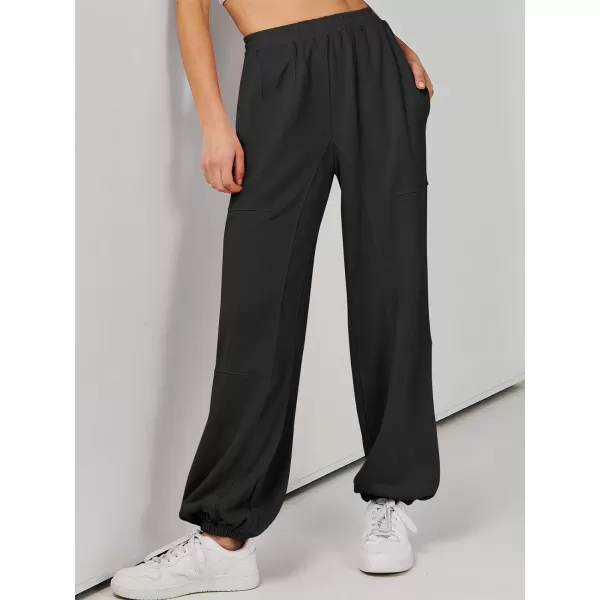 imageANRABESS Womens Cinch Bottom Sweatpants High Waisted Athletic Joggers Sweat PantsBlack