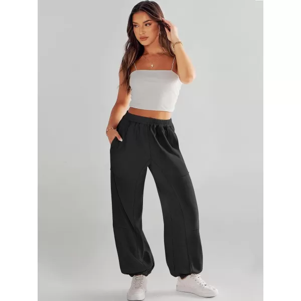 imageANRABESS Womens Cinch Bottom Sweatpants High Waisted Athletic Joggers Sweat PantsBlack