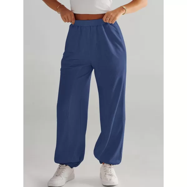 imageANRABESS Womens Cinch Bottom Sweatpants High Waisted Athletic Joggers Sweat PantsBlue