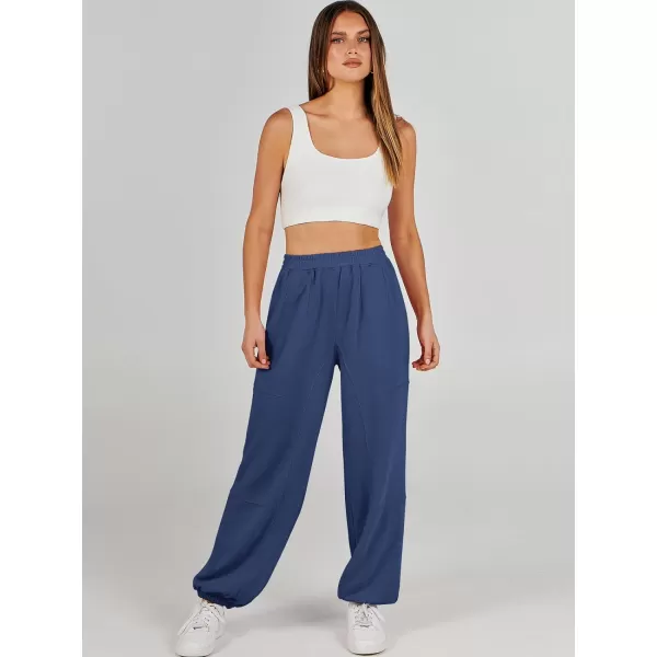 imageANRABESS Womens Cinch Bottom Sweatpants High Waisted Athletic Joggers Sweat PantsBlue