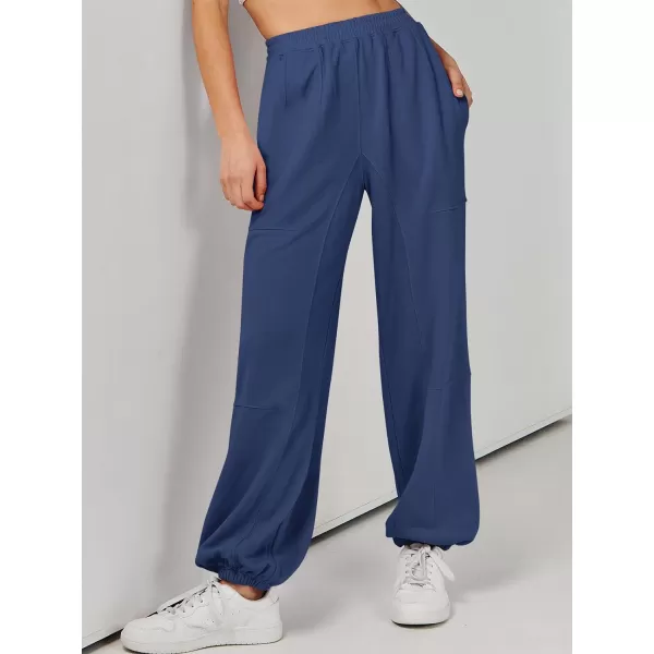 imageANRABESS Womens Cinch Bottom Sweatpants High Waisted Athletic Joggers Sweat PantsBlue