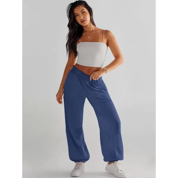 imageANRABESS Womens Cinch Bottom Sweatpants High Waisted Athletic Joggers Sweat PantsBlue