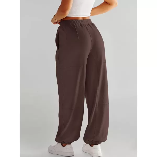 imageANRABESS Womens Cinch Bottom Sweatpants High Waisted Athletic Joggers Sweat PantsBrown