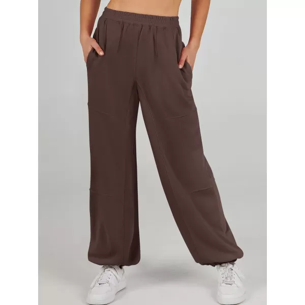 imageANRABESS Womens Cinch Bottom Sweatpants High Waisted Athletic Joggers Sweat PantsBrown