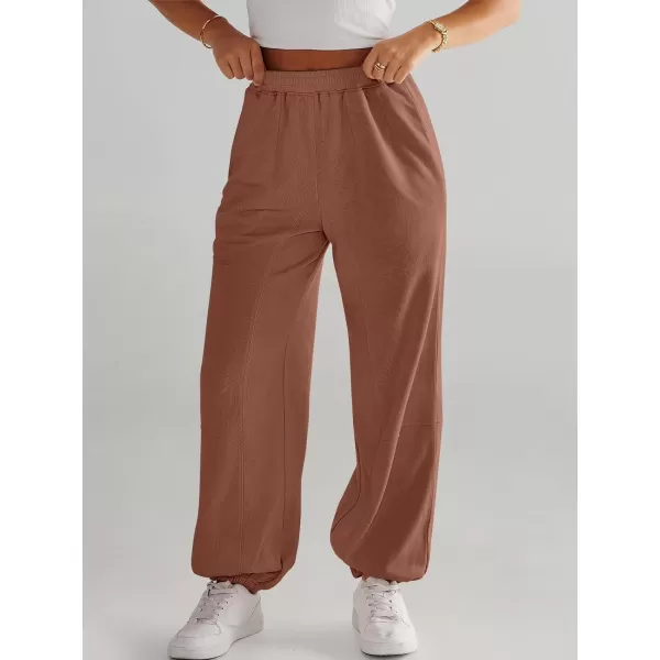 imageANRABESS Womens Cinch Bottom Sweatpants High Waisted Athletic Joggers Sweat PantsCaramel