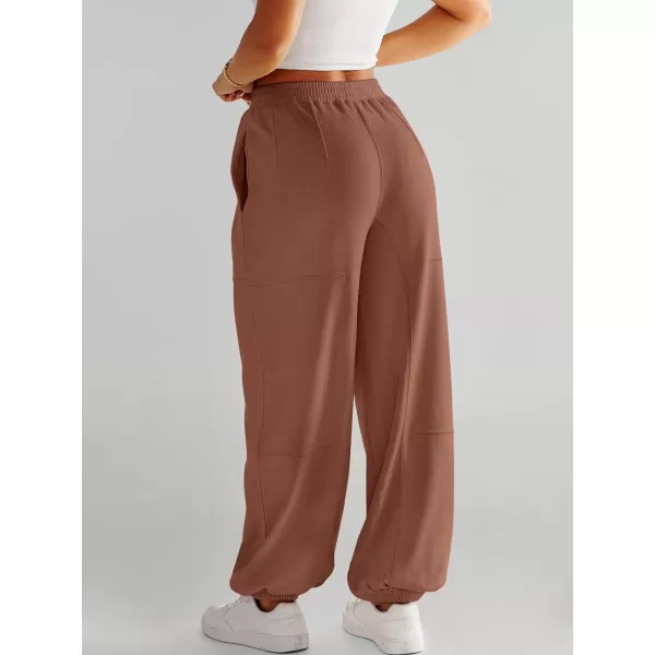 imageANRABESS Womens Cinch Bottom Sweatpants High Waisted Athletic Joggers Sweat PantsCaramel