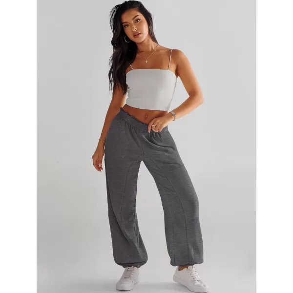 imageANRABESS Womens Cinch Bottom Sweatpants High Waisted Athletic Joggers Sweat PantsDeep Gray
