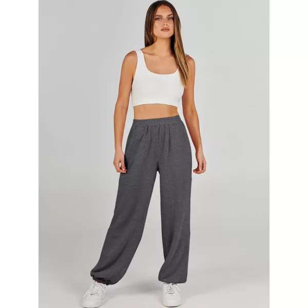 imageANRABESS Womens Cinch Bottom Sweatpants High Waisted Athletic Joggers Sweat PantsDeep Gray