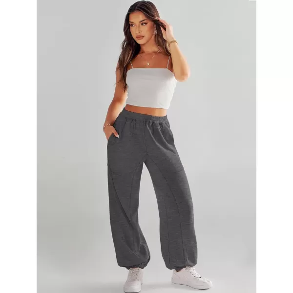 imageANRABESS Womens Cinch Bottom Sweatpants High Waisted Athletic Joggers Sweat PantsDeep Gray