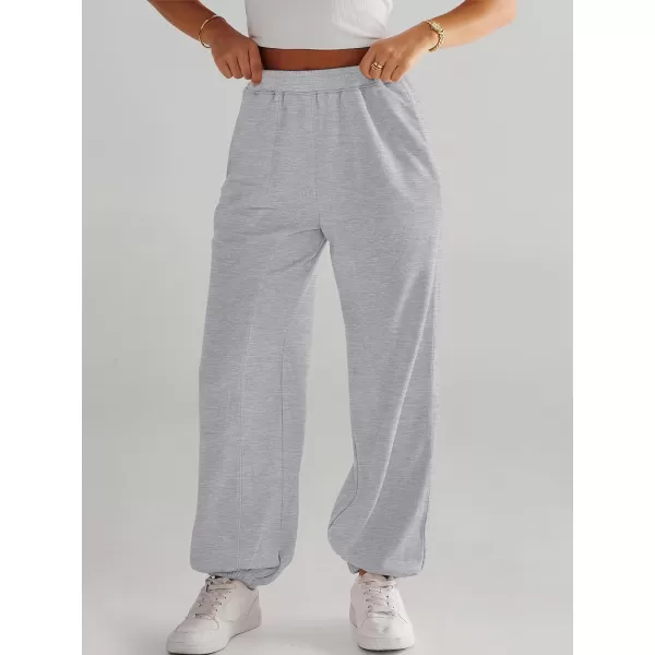 imageANRABESS Womens Cinch Bottom Sweatpants High Waisted Athletic Joggers Sweat PantsGray