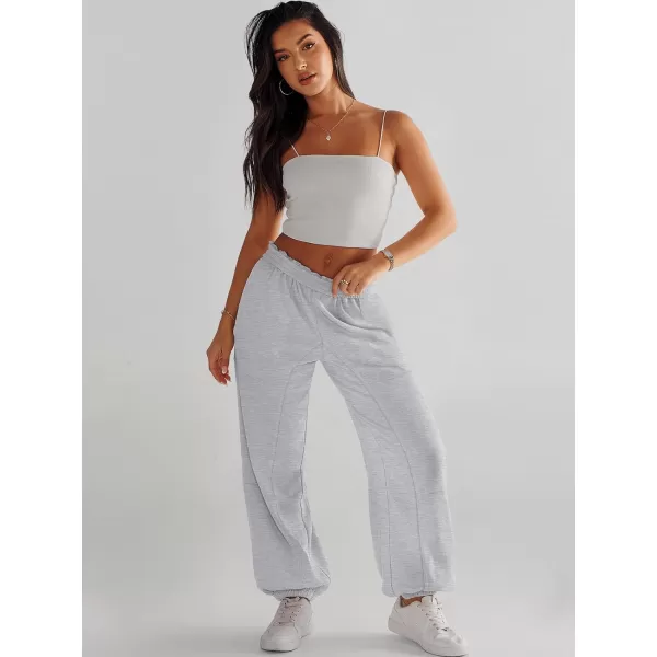 imageANRABESS Womens Cinch Bottom Sweatpants High Waisted Athletic Joggers Sweat PantsGray