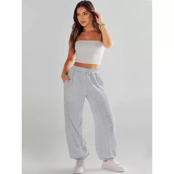 imageANRABESS Womens Cinch Bottom Sweatpants High Waisted Athletic Joggers Sweat PantsGray