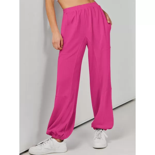 imageANRABESS Womens Cinch Bottom Sweatpants High Waisted Athletic Joggers Sweat PantsHot Pink