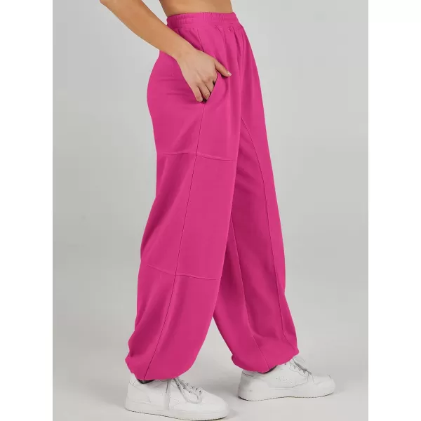 imageANRABESS Womens Cinch Bottom Sweatpants High Waisted Athletic Joggers Sweat PantsHot Pink