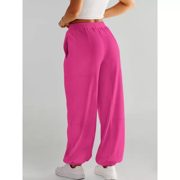 imageANRABESS Womens Cinch Bottom Sweatpants High Waisted Athletic Joggers Sweat PantsHot Pink