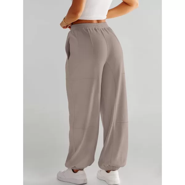 imageANRABESS Womens Cinch Bottom Sweatpants High Waisted Athletic Joggers Sweat PantsKhaki